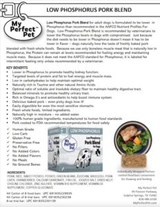 Low Phosphorus Pork Blend for dogs - Product Information (preview)